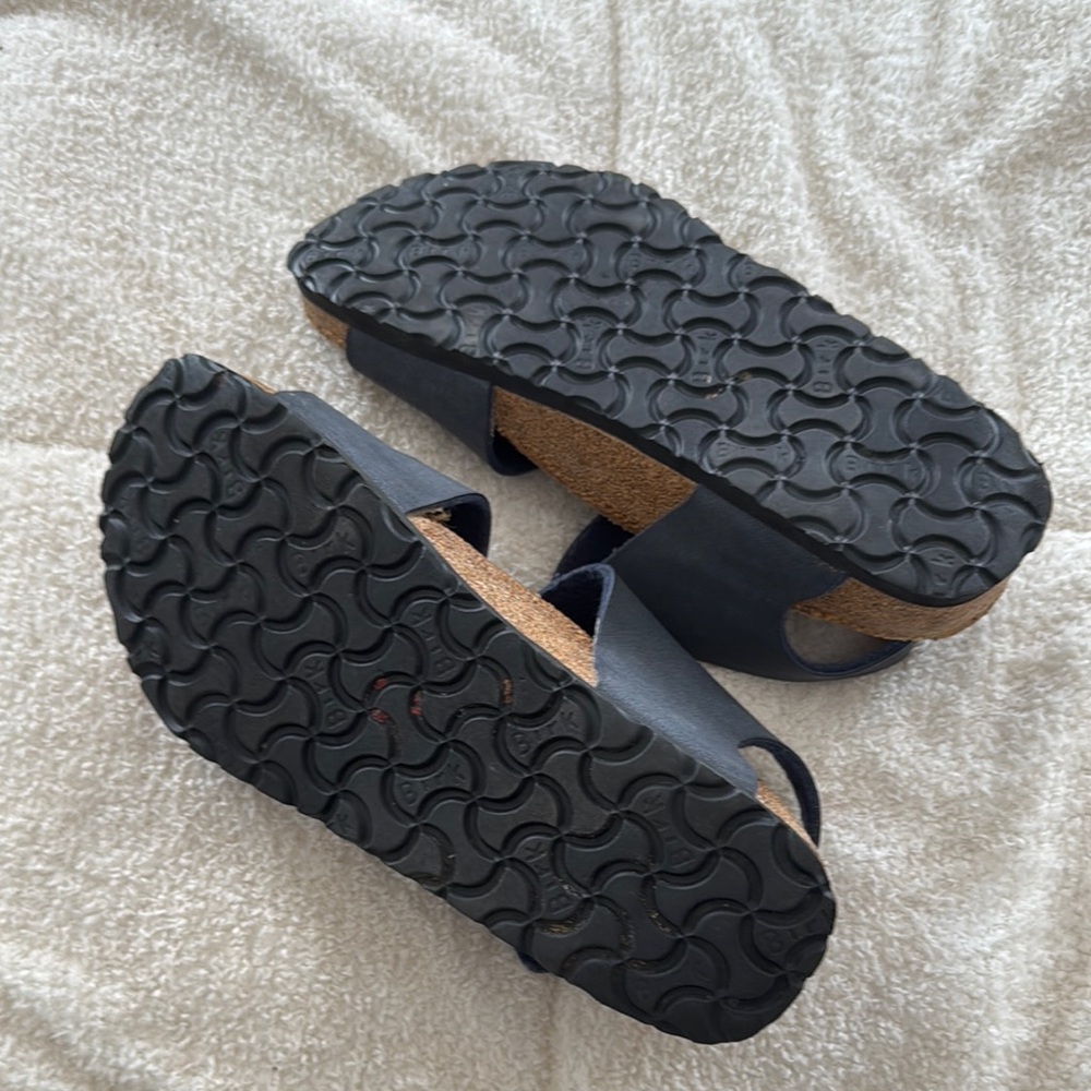 Birkis Birkenstock Ellice Three Strap Slingback Blue leather sandals bohemian - Picture 6 of 6